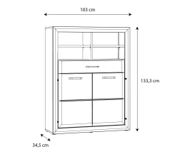 MAREY Vitrină 2 uși 1 sertar-thumb-7