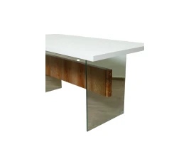 Стол SD2762T White Clear Glass+Gherry 160 x 80 x 75 cm-thumb-3