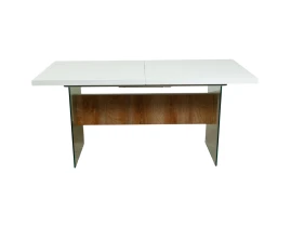 Стол SD2762T White Clear Glass+Gherry 160 x 80 x 75 cm