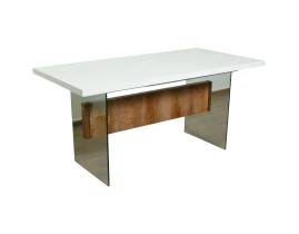 Стол SD2762T White Clear Glass+Gherry 160 x 80 x 75 cm-thumb-5
